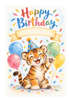 Preview of Free Printable Birthday Cards for Kids with Name