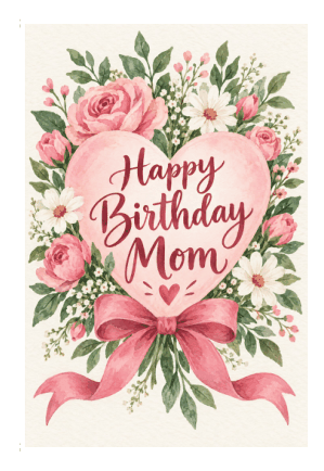Preview of Happy Birthday Card for Mom Printable